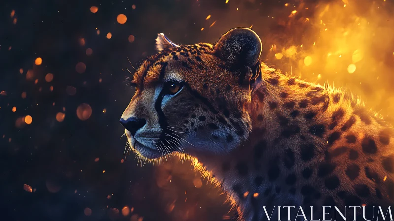 Leopard Ablaze: Golden Fury Emerges Through Cosmic Flames