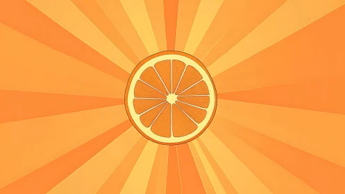 Radial vector orange slice forms sun-like central focal geometry