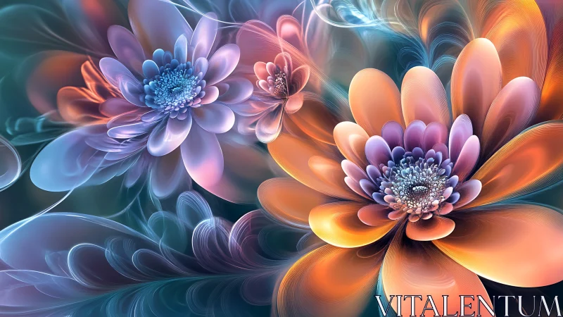 Glowing dreamlike blossoms unfold in soft swirling colors