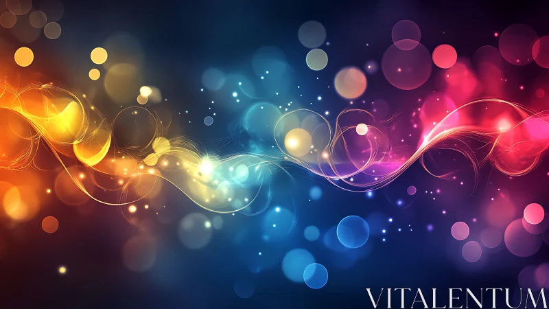 Glowing rainbow lights dancing across a dreamy night sky.