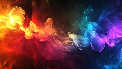 Vibrant swirling spectrum of multicolored abstract smoke.