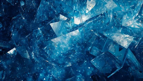 Shimmering Blue Crystal Shards Abstract Texture Digital Art.