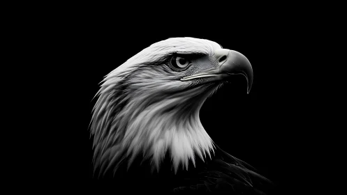 Majestic Bald Eagle Portrait in Dramatic Black and White Style.