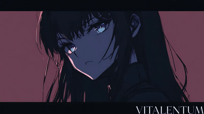 Midnight glare of a glasshearted girl in violet dusk.