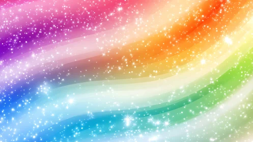 Multicolor gradient arc with dense white glitter particle overlay