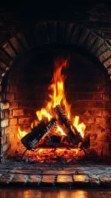 Roaring Inferno Dances Within Arched Brick Hearth