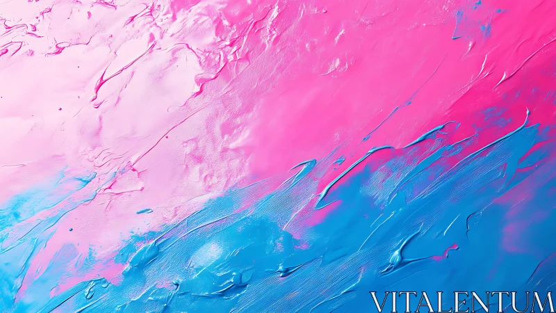 Vibrant Abstract Pink and Blue Acrylic Texture Painting.