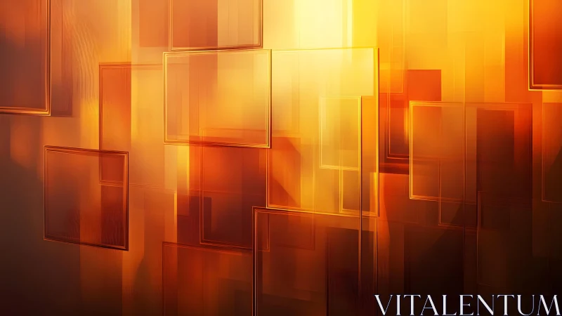 Abstract geometric composition with glowing amber rectangles.