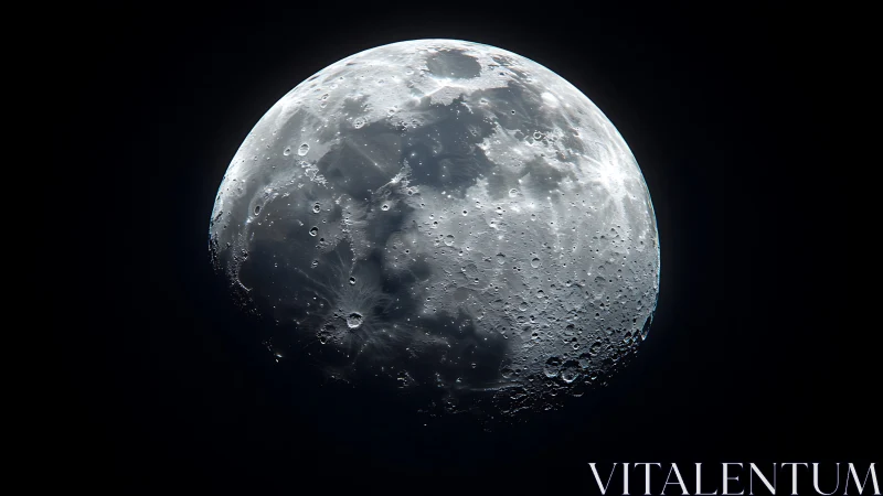 Lunar surface rendered with crisp crater topology and high contrast lighting