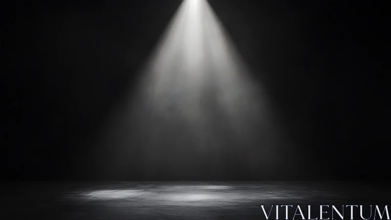 Solitary stage spotlight carving a halo from darkness.