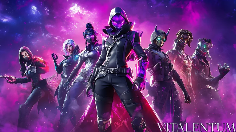 Neon spectral strike team rendered in high-contrast 3D lighting