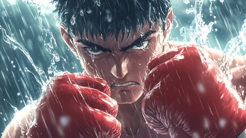 Aquatic Fury: The Boxer's Crimson Storm.