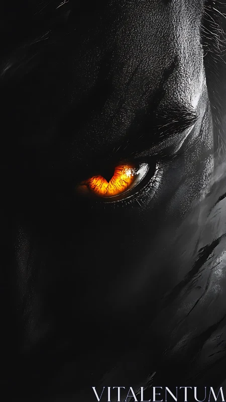 Ember-eyed shadow beast watching from the midnight veil.