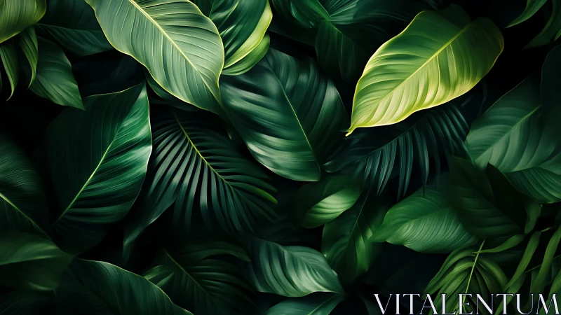 Layered tropical foliage renders with high-contrast rim lighting