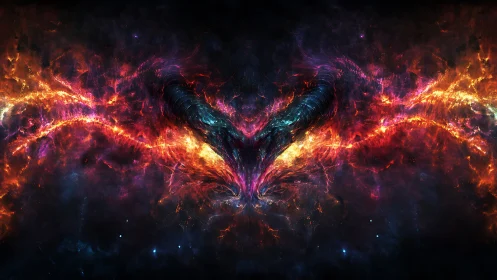 Cosmic energy vortex twists through deep neon starfields