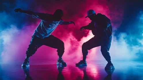 Neon Silhouette Duel: Cyberpunk Street Performance.