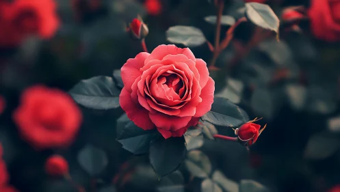 Crimson Rose in Bloom: Garden's Velvet Jewel.