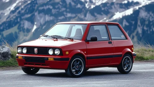 Mountain road daydream sends boxy red hatchback cruising