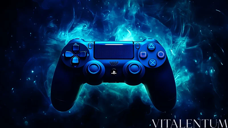 PlayStation DualShock 4 Controller with Cyan Ethereal Energy Aura.