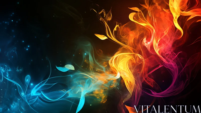 Luminescent Energy Flows: Cyan and Gold Abstract Digital Rendering.