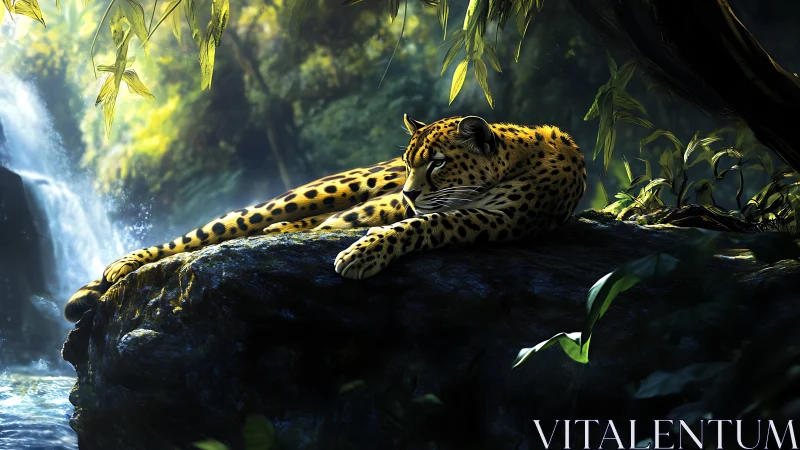 Leopard's Jungle Sanctuary by the Waterfall.