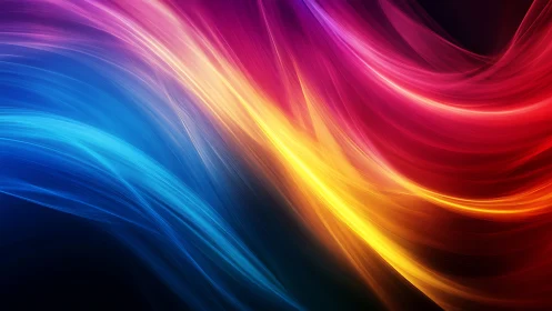 Curved neon light streams create vibrant flowing spectrum