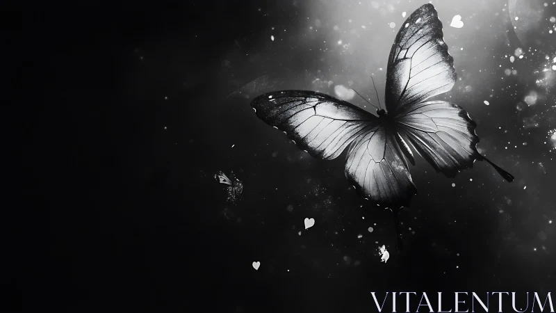 Luminous duskwing butterfly drifting through starlit shadow.