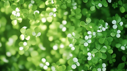 Clover constellations drift softly through luminous spring