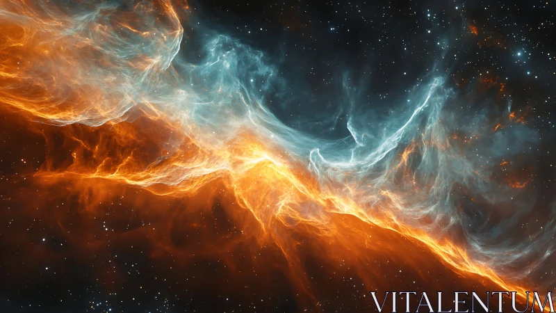 Cosmic fire and ice drift through a quiet starry night sky.