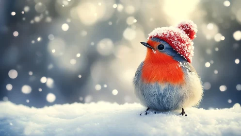 Winter Cardinal in Red Knit: Digital Holiday Portraiture.