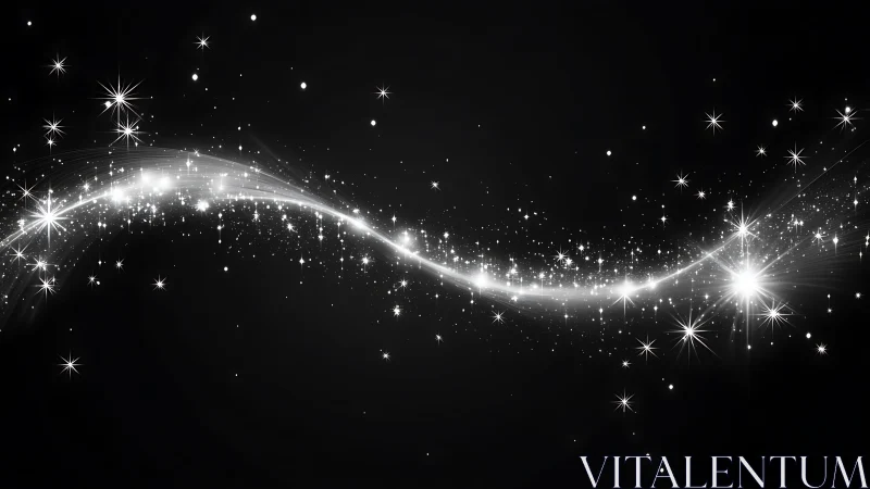 Sweeping silver starlight curls gently across the night sky