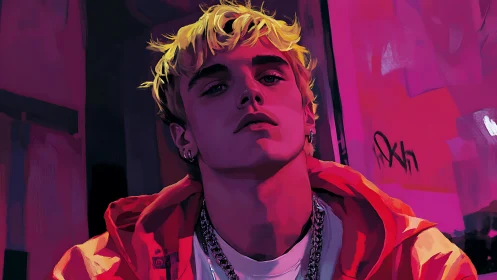 Neon-saturated digital portrait with urban street aesthetic.