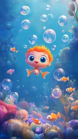 Bubble-bright underwater kid exploring a coral dream world.