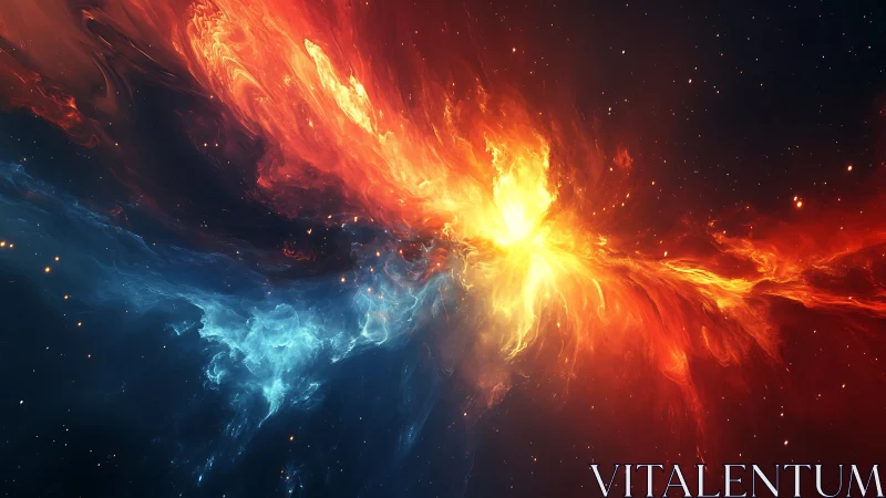 Stellar fireburst where cosmic flame collides with frost.