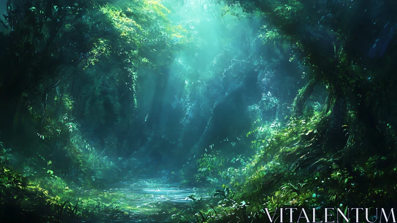 Luminous Cavern Reverie: Where Jungle Whispers Meet Verdant Light.
