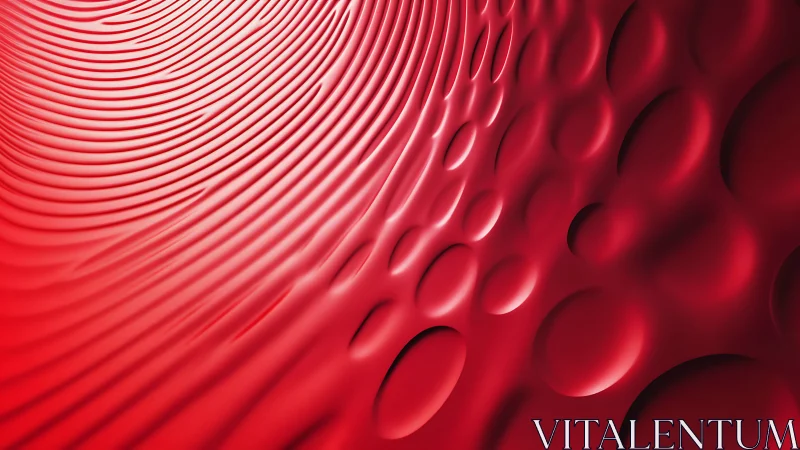 Radial red relief surface with concave cellular geometry.