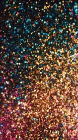 Shimmering multicolor glitter falls like a cosmic confetti veil
