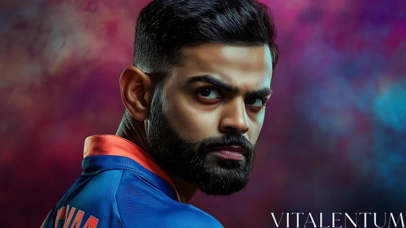 Focused cricket player turns with calm, determined energy