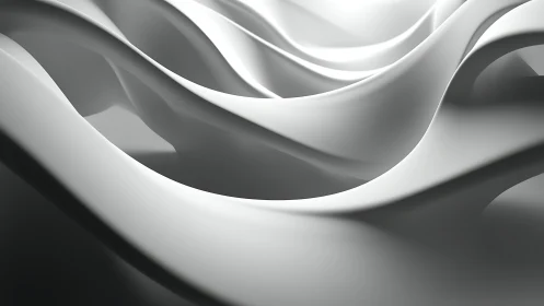 Flowing sculptural white waves in soft abstract space.
