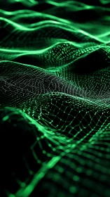 Neon data tides roll across a luminous wireframe seascape.