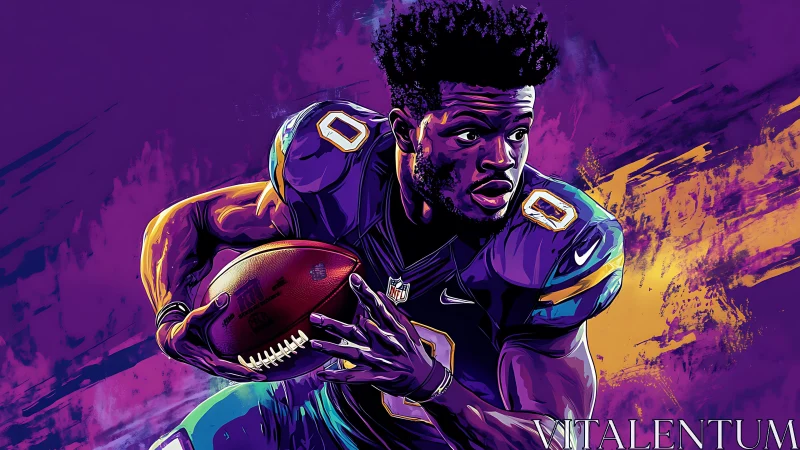 Electric football runner explodes through neon purple field.