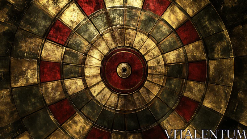 Metallic concentric target pattern shows worn radial geometry