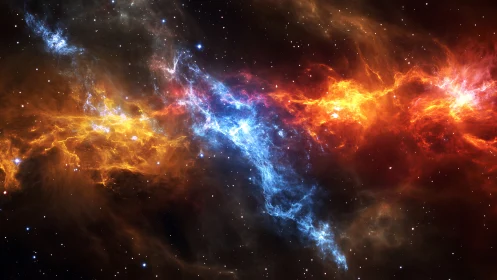 Stellar fire and ice collide across a ribbon of living nebula