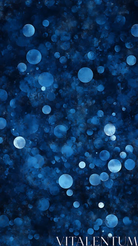 Blue bokeh spheres drift across deep textured night field
