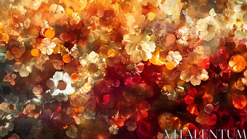 High-saturation floral bokeh field with layered translucent petals