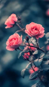 Pink roses in soft focus garden photography