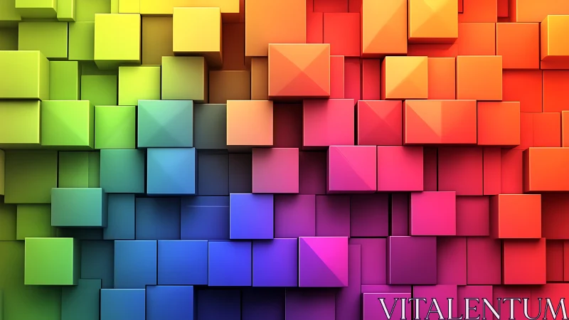 Chromatic 3D cube array forms a gradient architectural field