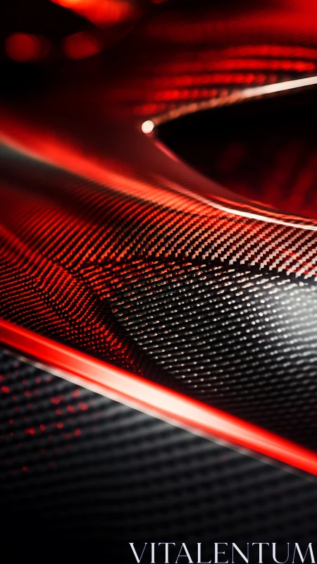 Carbon fiber weave under intense red neon highlights.