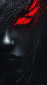 Crimson blaze slips through midnight hair and hunts quietly