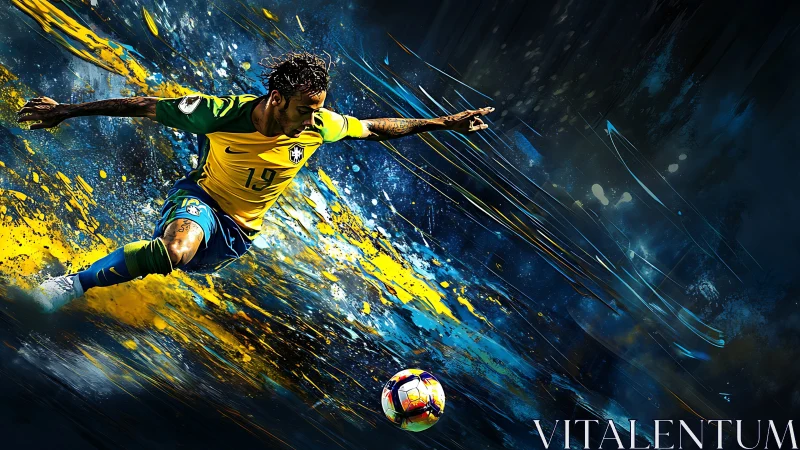 Brazil winger drives through explosive blue yellow streaks.